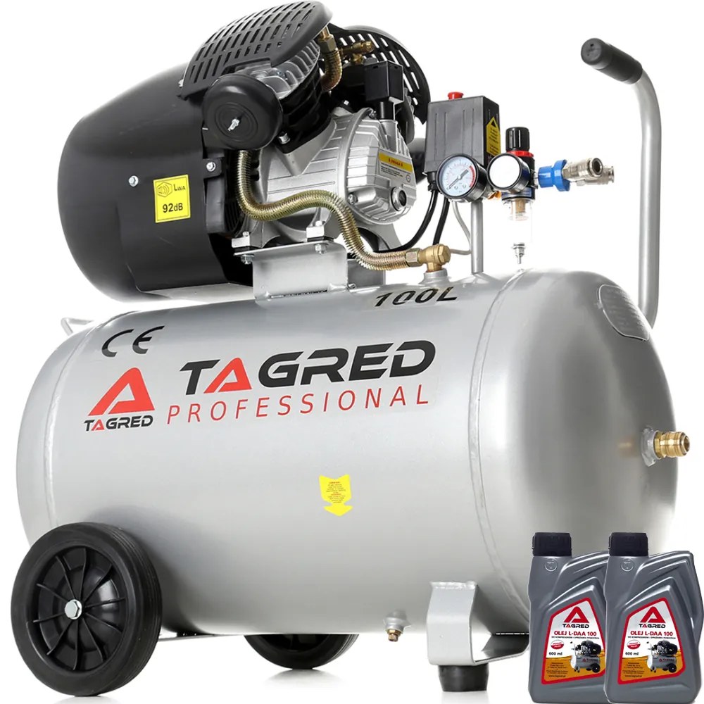Маслен компресор 3500W 100L 230V 2 бутала, сепаратор, 2 x масло TA361