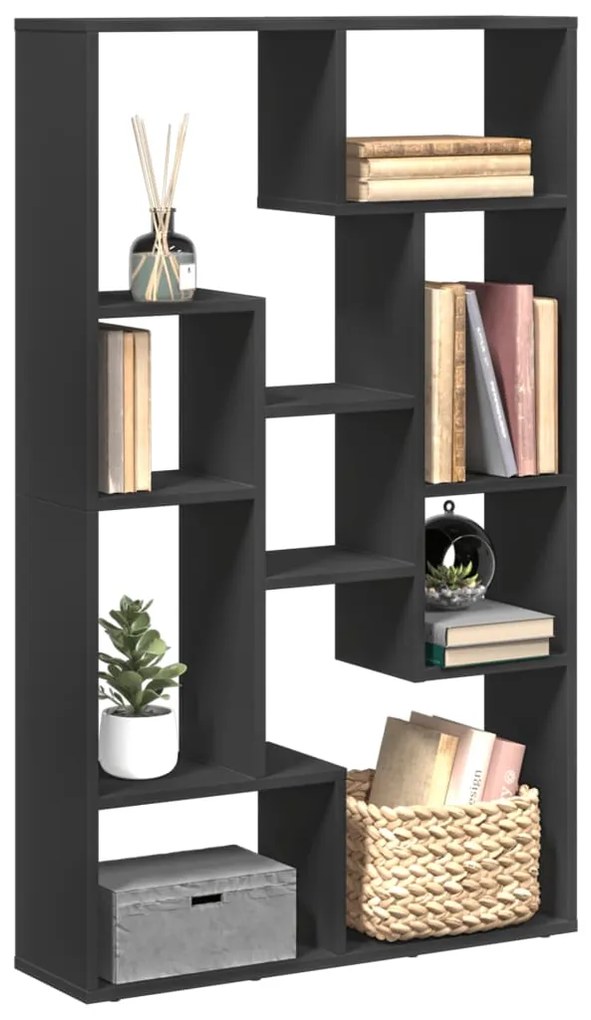 858157 vidaXL Библиотека, черна, 72x20x120 см, инженерно дърво