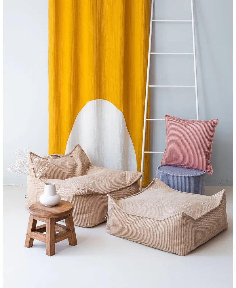 Светлокафяв детски пуф от рипсено кадифе Square – Wigiwama