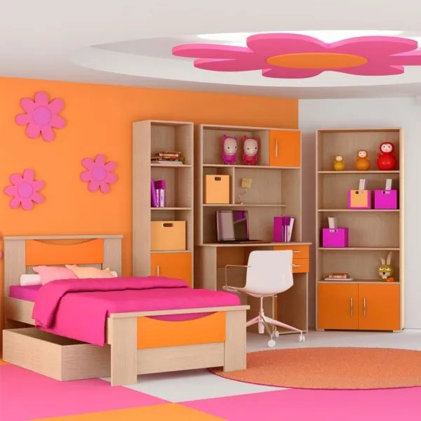 Детско легло Hamogelo-Semi double-With big bed frame - Oak / Pink