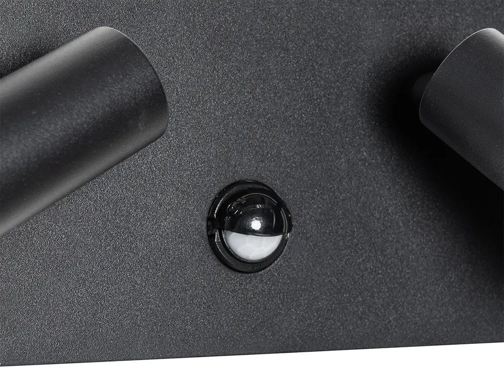 Външна стенна лампа черна с LED 2-светлина сензор за движение - Simon