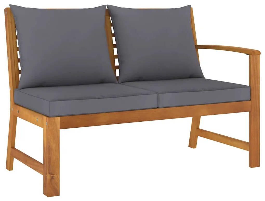 311839 vidaXL Градинска пейка 114,5 см с тъмносива възглавница, акация масив