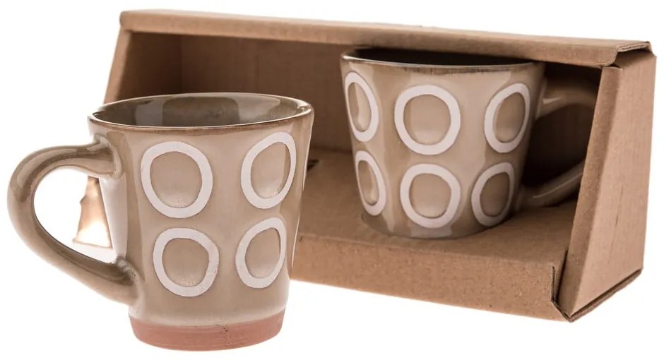 Светлокафяви керамични чаши в комплект от 2 бр. за еспресо 100 ml – Dakls