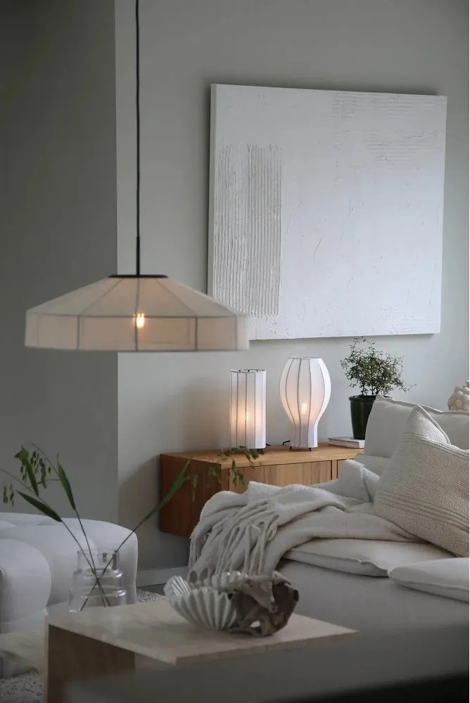 Черно-бял настолна лампа с текстилен абажур (височина 31,5 cm) Hikari – Markslöjd