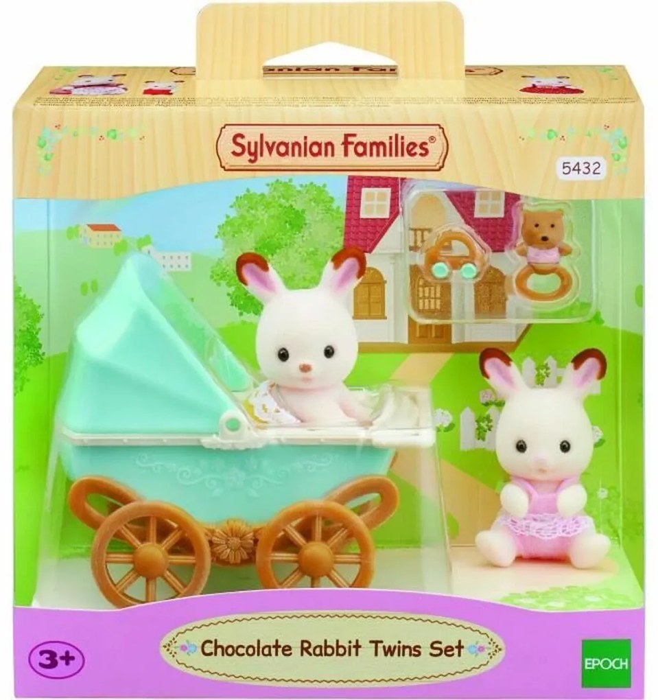 Playset Sylvanian Families Chocolate Bunny Twins and Double Stroller