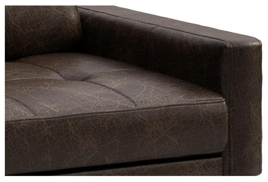 Тъмнокафяв ъглов диван от естествена кожа с тапицерия, ляв ъгъл Musso - MESONICA