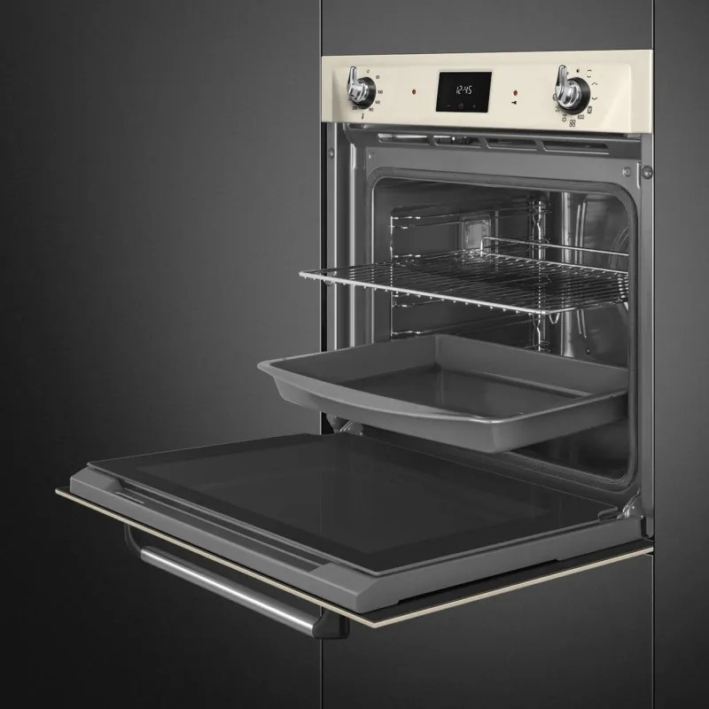 Фурна за вграждане Smeg SOP6900TP, 3000W, 68 л, Клас A, 9 функции и 5 нива на готвене, Самопочистване, Таймер, 30-280C, Крема