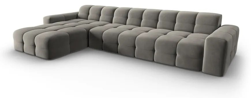 Ъглов диван от сиво кадифе (ляв ъгъл) Kendal - Micadoni Home