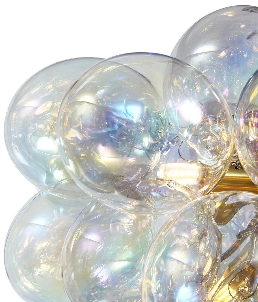 Арт Деко висяща лампа златна с дъгово стъкло 50 см 8 светлини - Uvas