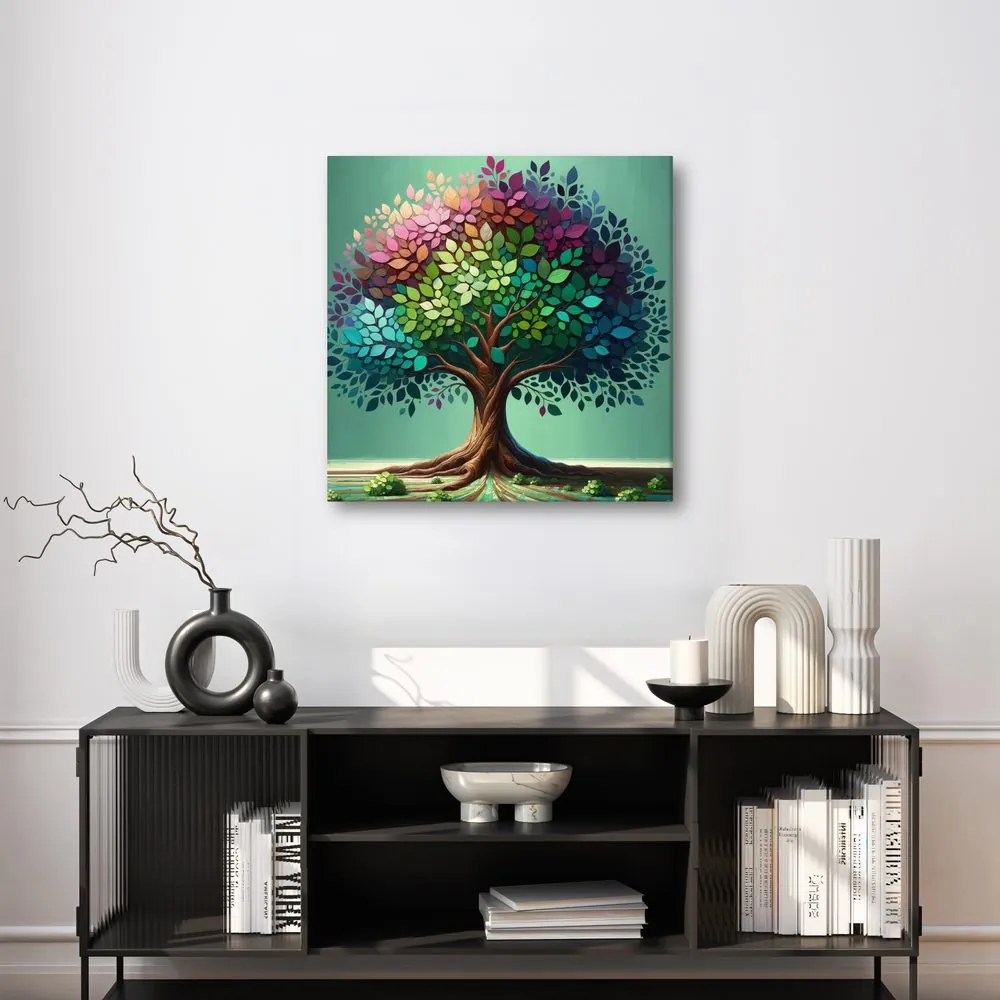Картина на платно – Цветно дърво на живота върху платно