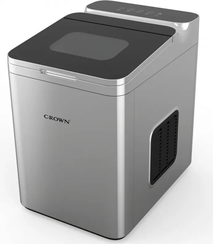 Ледогенератор Crown ICM-625S, 112W, 12 кг/24 ч, 1.5 л, 2 размера, Самопочистване, R600a, Индикатори, Инокс