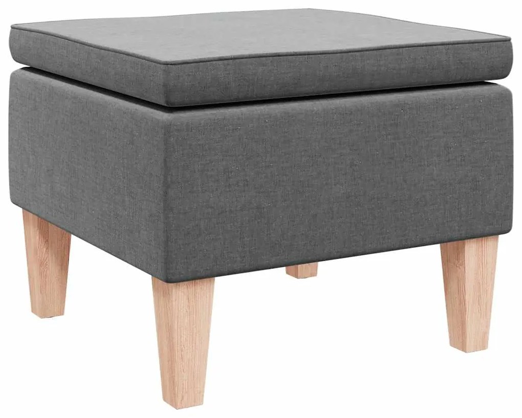 329426 vidaXL Табуретка с дървени крака, тъмносива, текстил