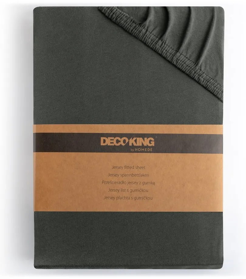 Тъмносив еластичен чаршаф от джърси 220x200 cm Amber – Restilo
