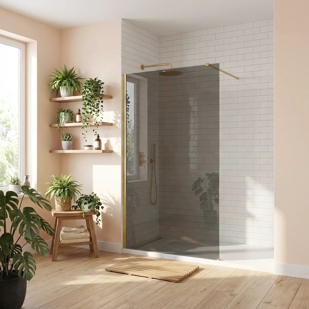 Параван за душ Rea Flexi Grey / Brush Gold 110