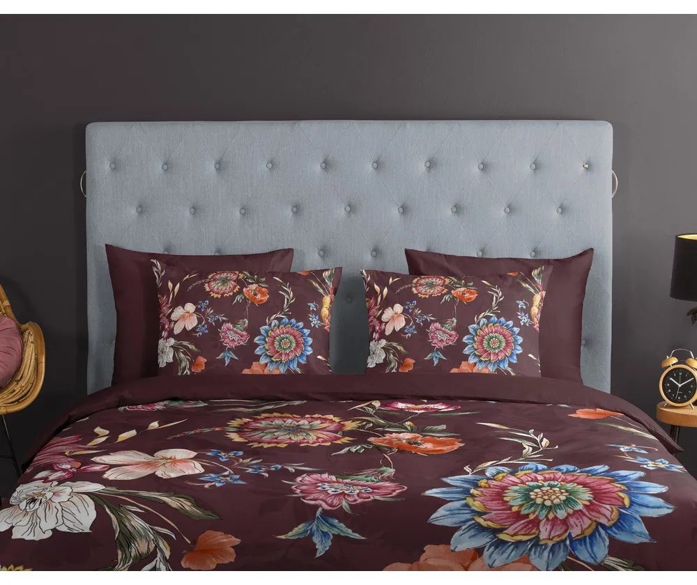 Бордо единично удължено памучно спално бельо 140x220 cm Madelief – Good Morning