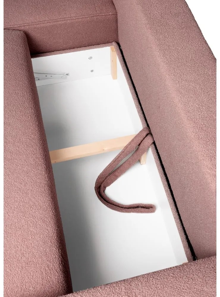 Светлорозов разтегателен ъглов диван от букле (ляв ъгъл) Quinoa – Bonami Selection