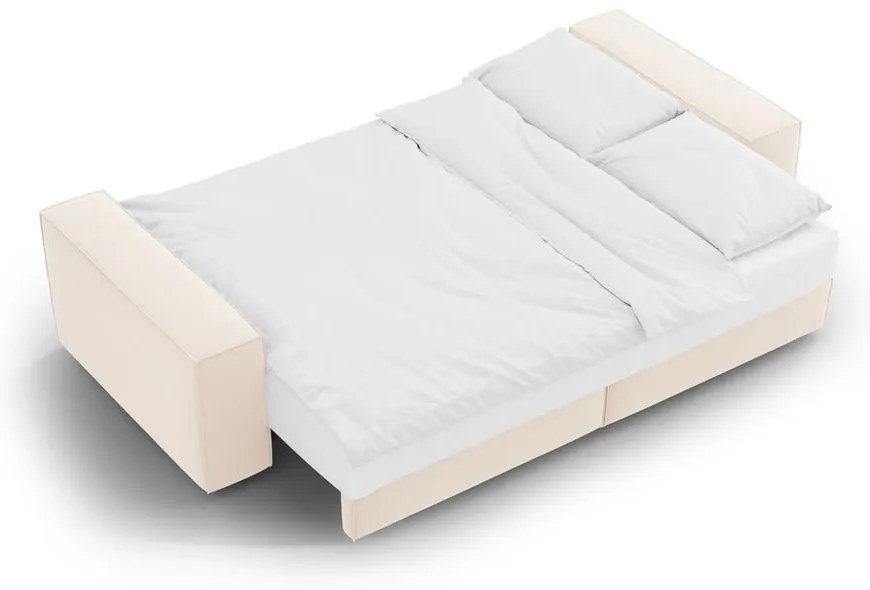 Бежов кадифен разтегателен диван с място за съхранение 247 cm Jodie – Micadoni