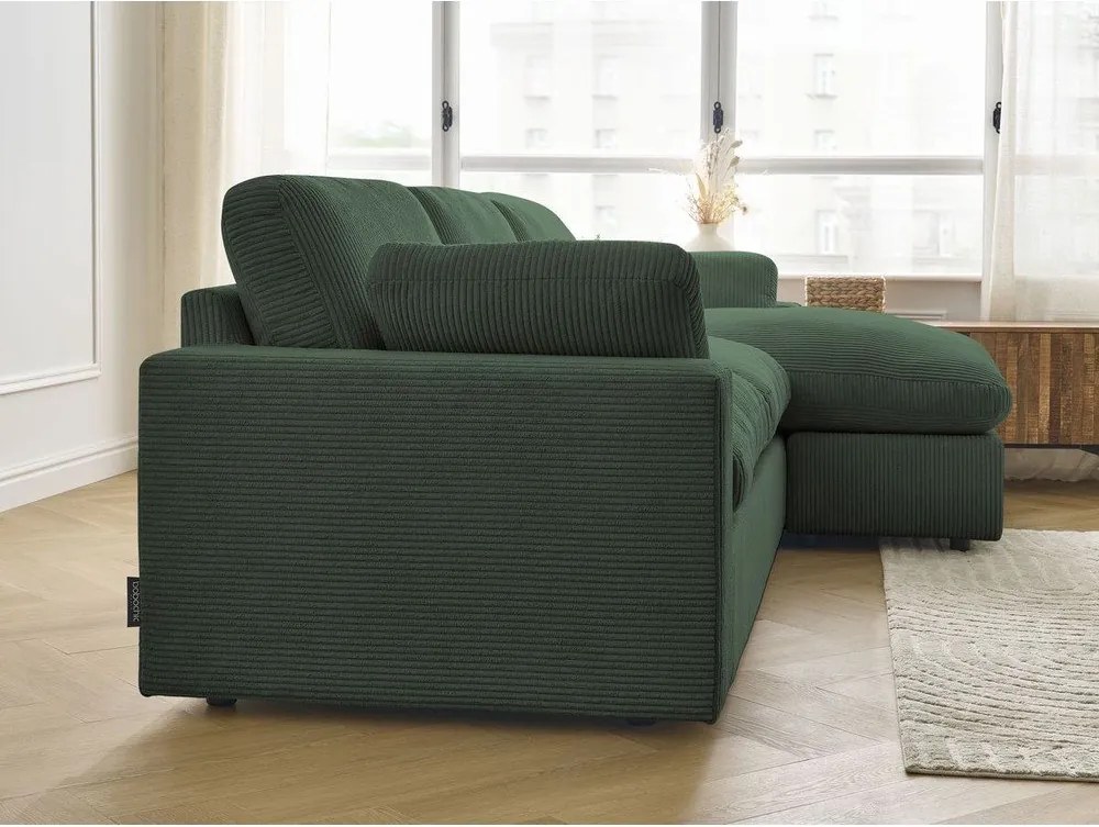 Зелен ъглов диван от рипсено кадифе Belair – Bobochic Paris