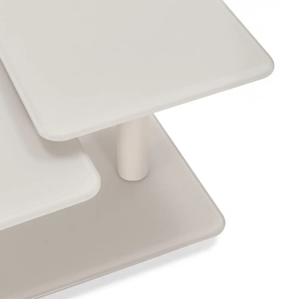 Кремава стъклена масичка за кафе 54x115 cm Elvi – Marckeric