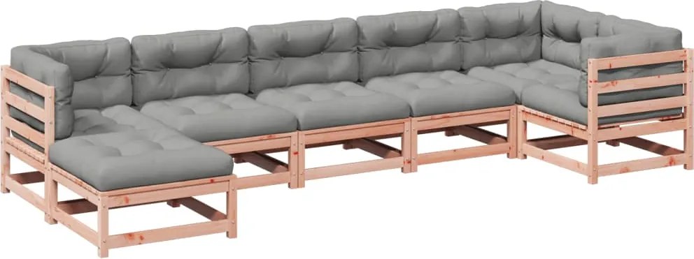 3299547 vidaXL Градински комплект с възглавници, 7 части, дугласка ела масив