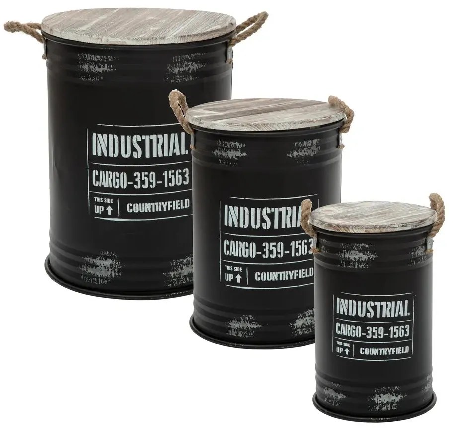 Сет кутии за съхранение atmosphera Bill, Метал, 36/25/30 cm, 3бр - Натурален