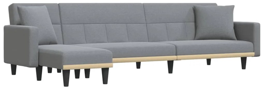 3157232 vidaXL Г-образно разтегателно канапе светлосиво 275x140x70 см плат