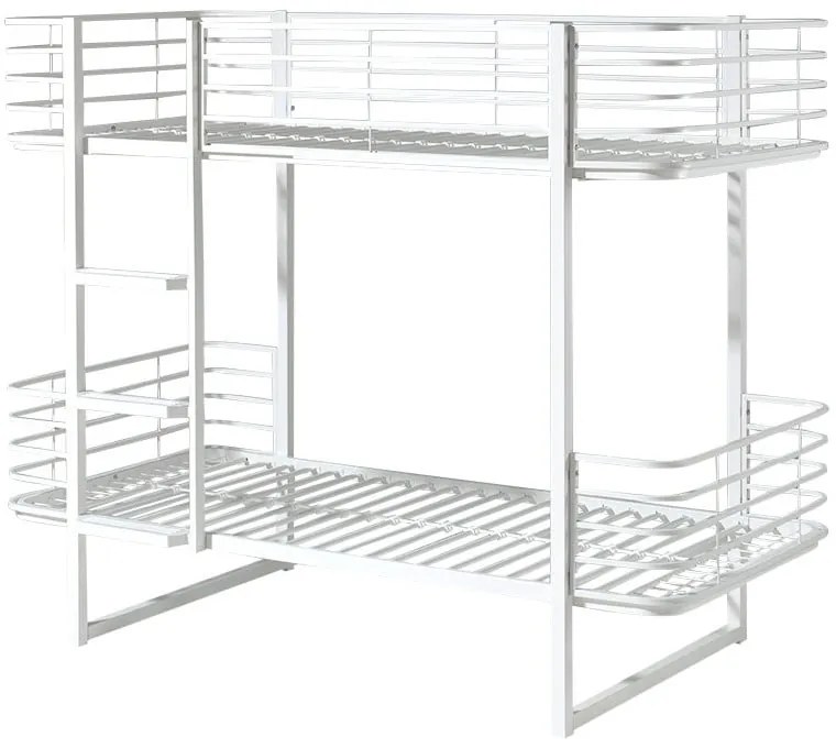 Бяло метално двуетажно детско легло с включена подматрачна рамка 90x200 cm Oscar – Vipack