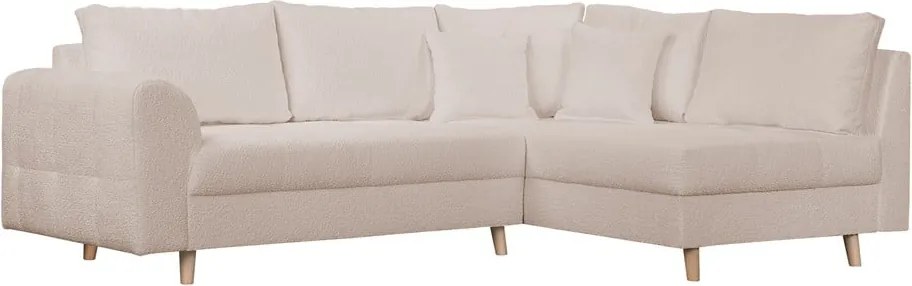 Бежов ъглов диван от плат букле (десен ъгъл) Ariella - Ropez