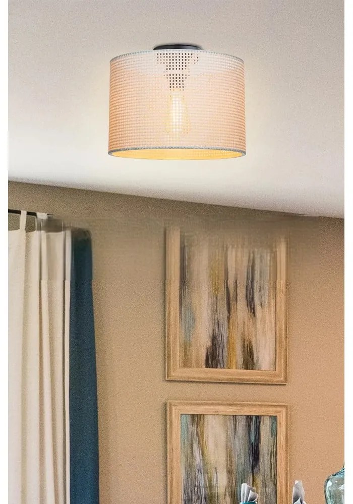 Кремаво осветително тяло за таван с текстилен абажур ø 30 cm Goza – Squid Lighting