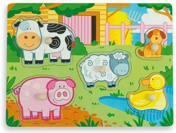 Andreu Toys - Цветен пъзел Ферма с подсказка