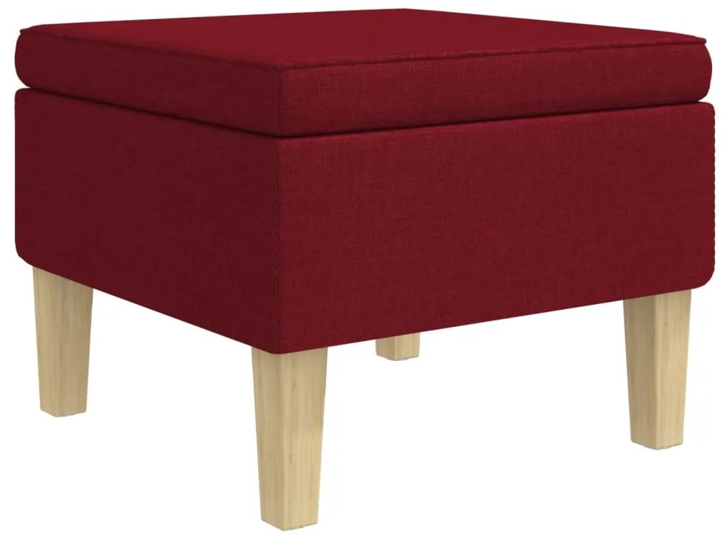 329428 vidaXL Табуретка с дървени крака, виненочервена, текстил