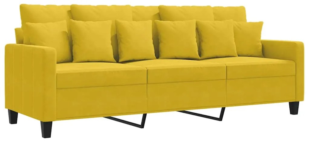 359319 vidaXL 3-местен диван, жълт, 180 см, кадифе
