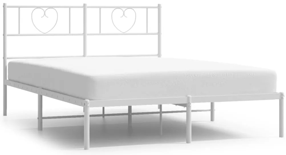 355509 vidaXL Метална рамка за легло с горна табла, бяла, 120x190 см