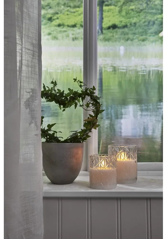 Бяла LED восъчна свещ в стъкло, височина 10 см Flamme Romb - Star Trading