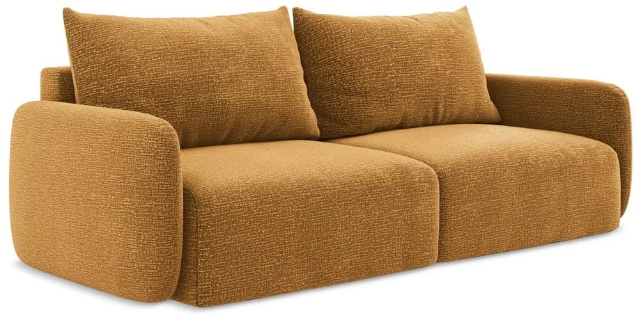 Оранжев разтегателен диван с място за съхранение 238 cm Kalena – Makamii