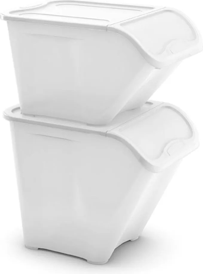 Бяла пластмасова кутия за съхранение с капак 55x39x46 cm All In Box – KIS