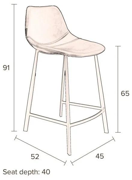 Комплект от 2 сиви бар стола с кадифена тапицерия, височина 91 см Franky - Dutchbone