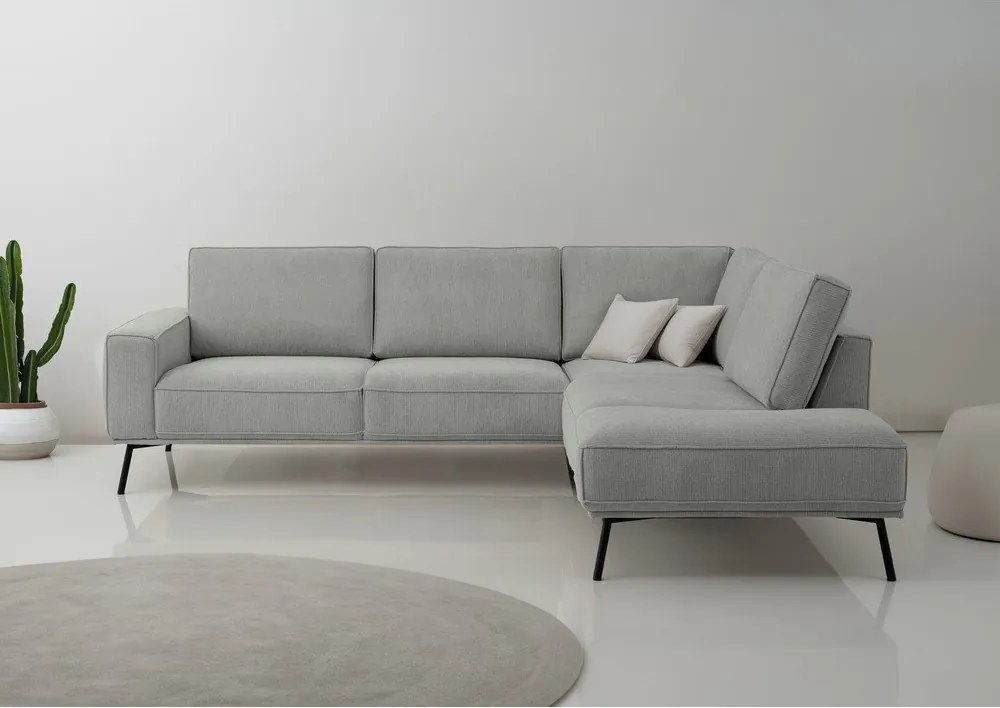 Светлосив шенилов ъглов диван (десен ъгъл/L форма) Amsterdam – Scandic