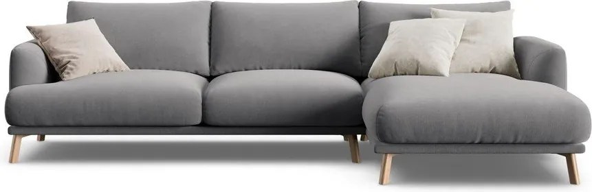 Сив кадифен ъглов диван (десен ъгъл) Naomi – Micadoni