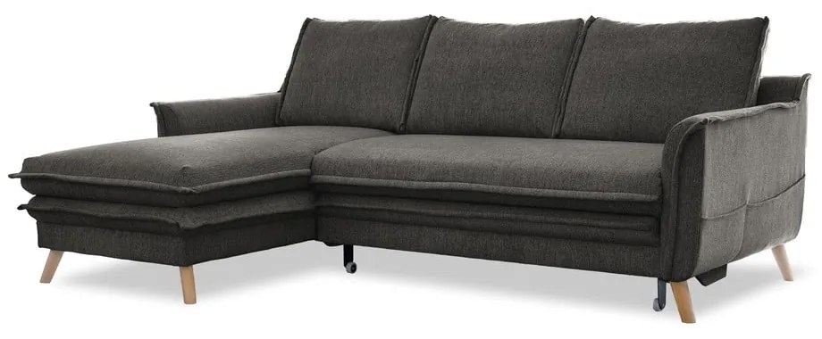 Тъмносив разтегателен ъглов диван (ляв ъгъл) Charming Charlie – Miuform