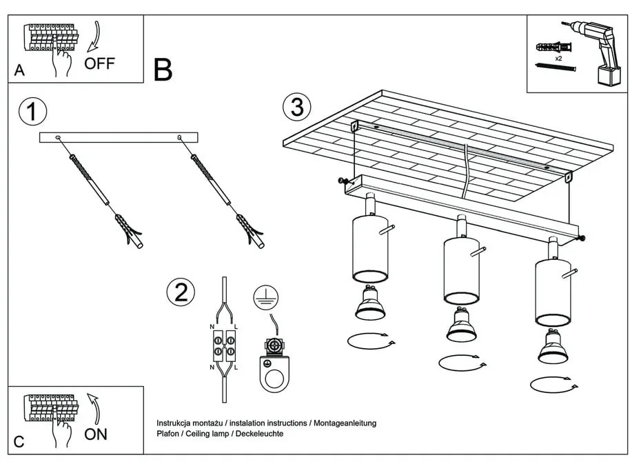 Бяла светлина за таван Etna - Sollux