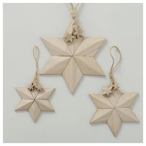 Комплект от 3 висящи коледни декорации от дърво пауловния Carmea - Boltze