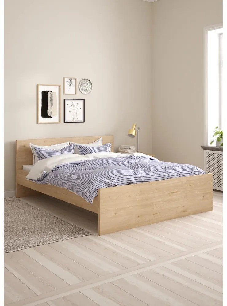 Двойно легло от декор от дъб в естествен цвят 160x200 cm Naia – Tvilum