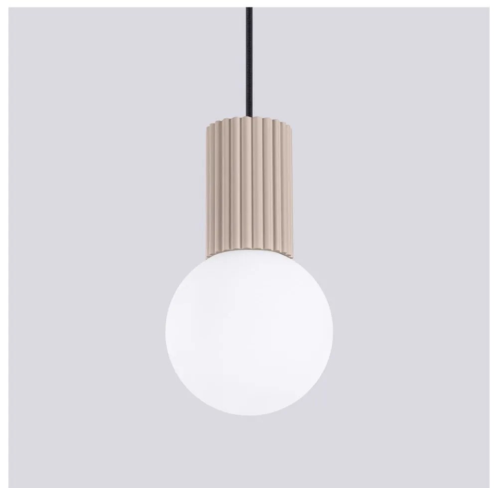 Кафяво-сиво висящо осветително тяло със стъклен абажур ø 12 cm Orbital – Sollux