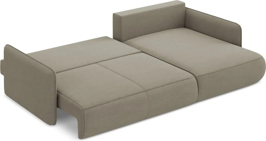 Бежов разтегателен ъглов диван с място за съхранение (десен ъгъл) Nanea – Makamii