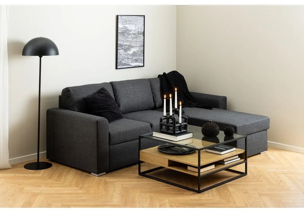 Масичка за кафе със стъклен плот в естествен цвят 80x80 cm Randolf – Actona