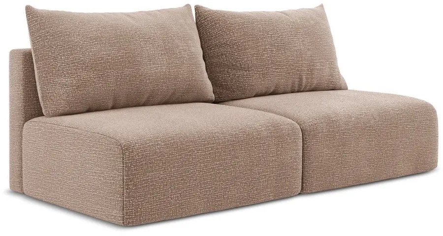 Светлокафяв разтегателен диван с място за съхранение 216 cm Kalena – Makamii