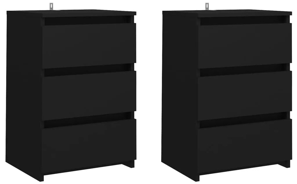 806214 vidaXL Нощни шкафчета, 2 бр, черни, 40x35x62,5 см, инженерно дърво