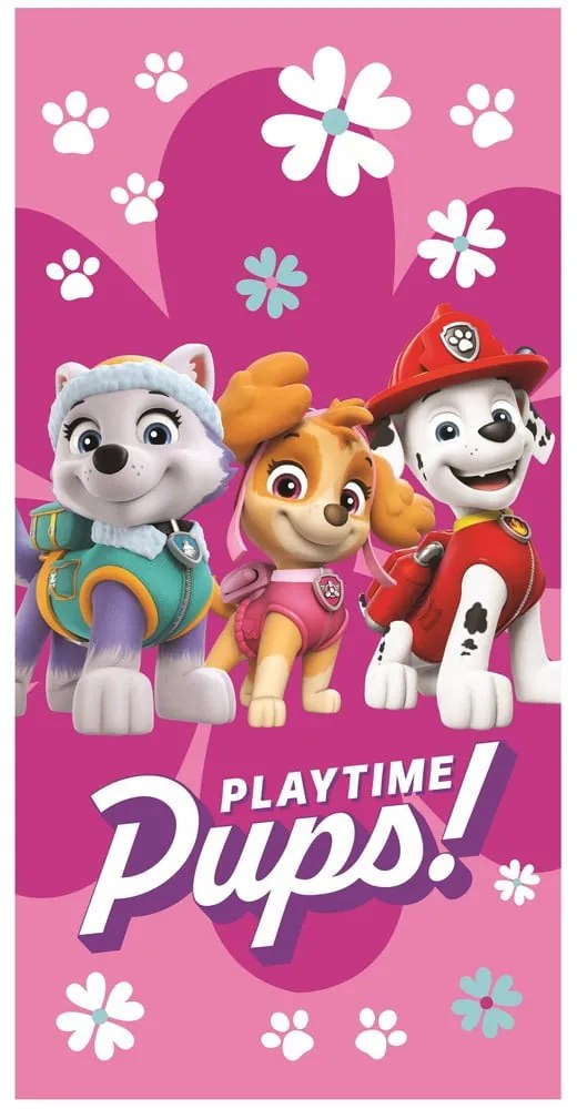 Розова памучна детска кърпа 70x140 cm Paw Patrol – Jerry Fabrics