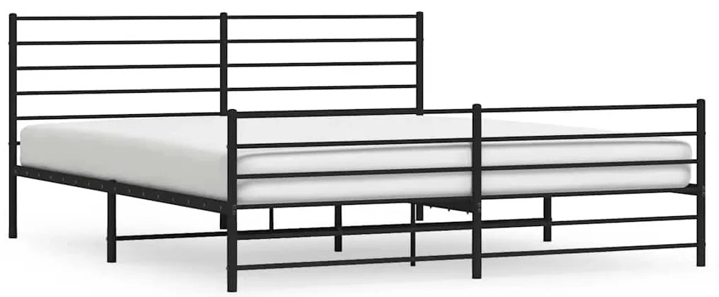 352342 vidaXL Метална рамка за легло с горна и долна табла, черна, 183x213 см